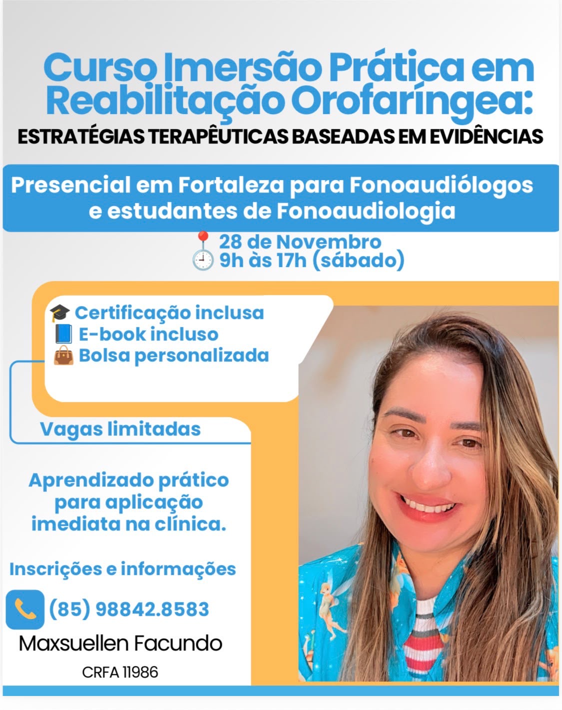 Cartaz do curso Imersão Prática em Reabilitação Orofaríngea
