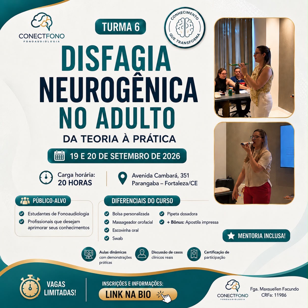 Cartaz do curso Disfagia Neurogênica no Adulto — da teoria à prática