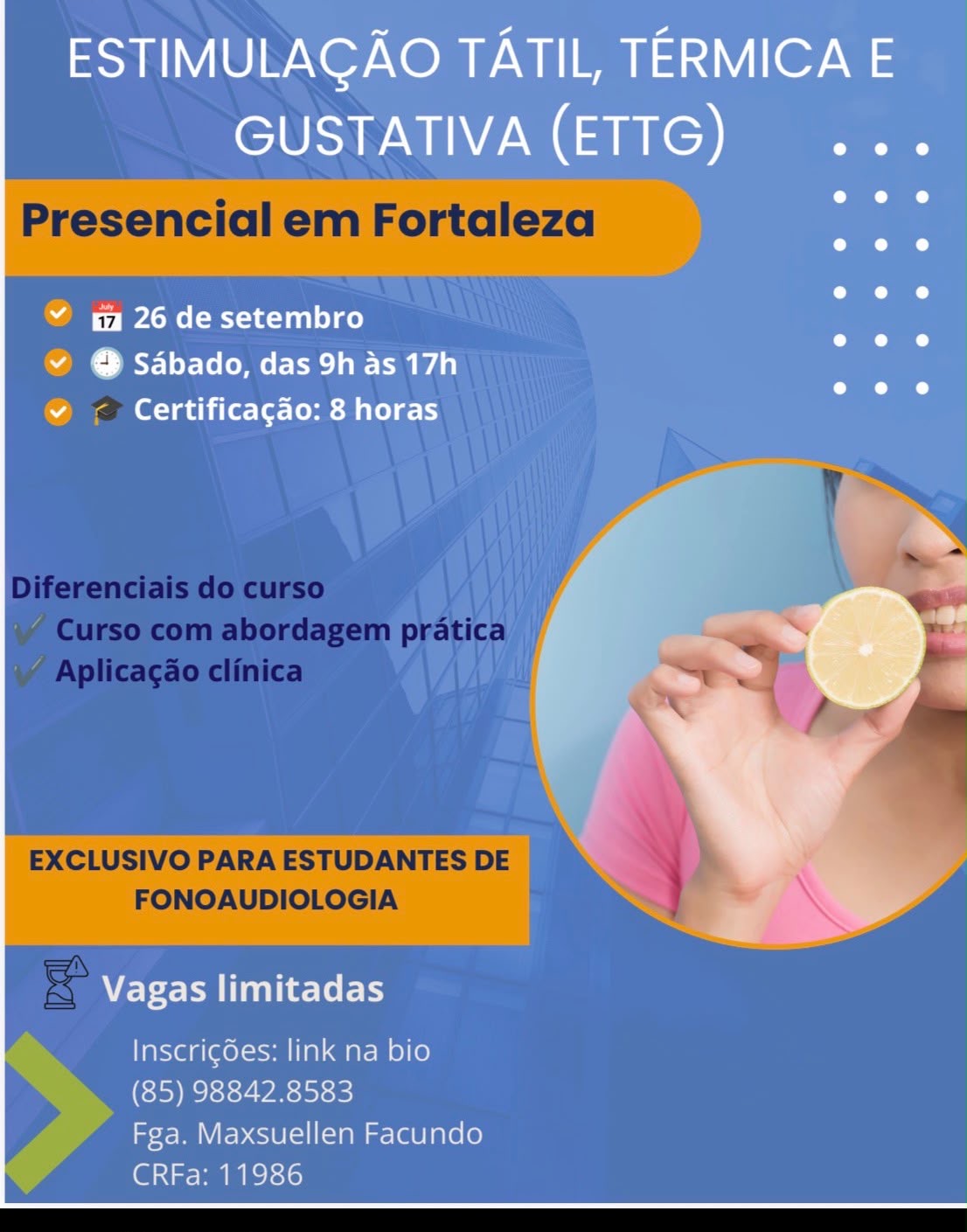 Cartaz do curso Estimulação Tátil, Térmica e Gustativa (ETTG)